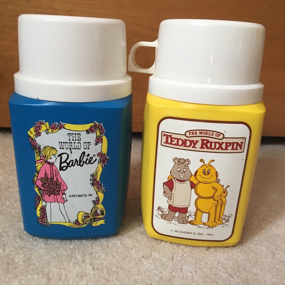 Vintage World of Barbie Teddy Ruxpin Thermos Cups